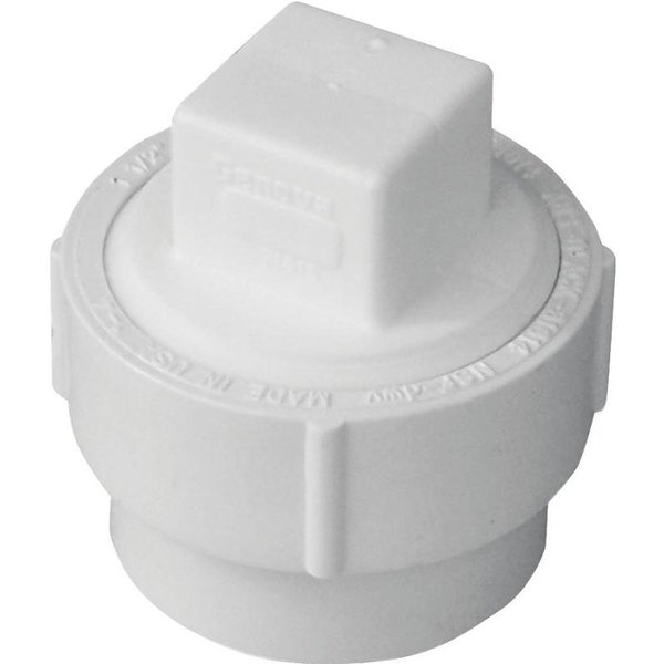 Genova CANPLAS Cleanout Body with Threaded Plug, 112 in, Spigot x FNPT, PVC, White 193701AS